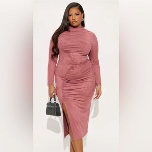 Fashion Nova Mauve Long Sleeve Dress